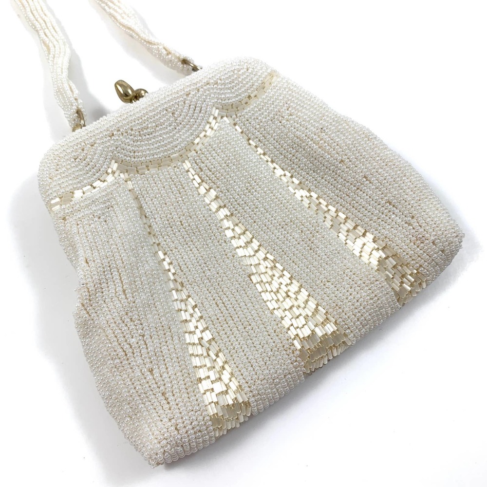 ❌SOLD❌ Vintage KOREAN white glass beaded mini bag - Picture 11 of 13